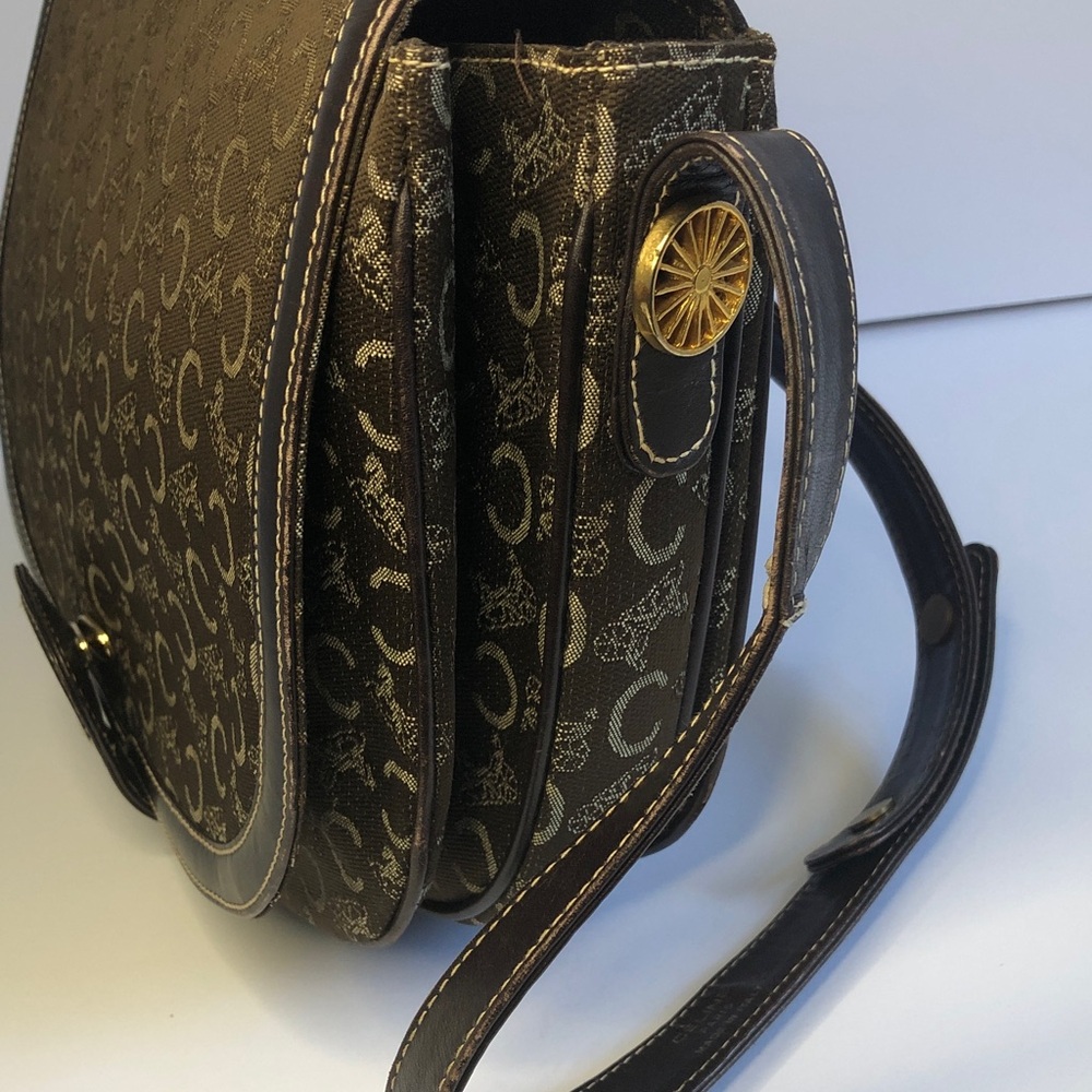Designer-Style Brown Monogram Crossbody Bag from Celine Vintage Brown Handbag - Picture 8 of 14